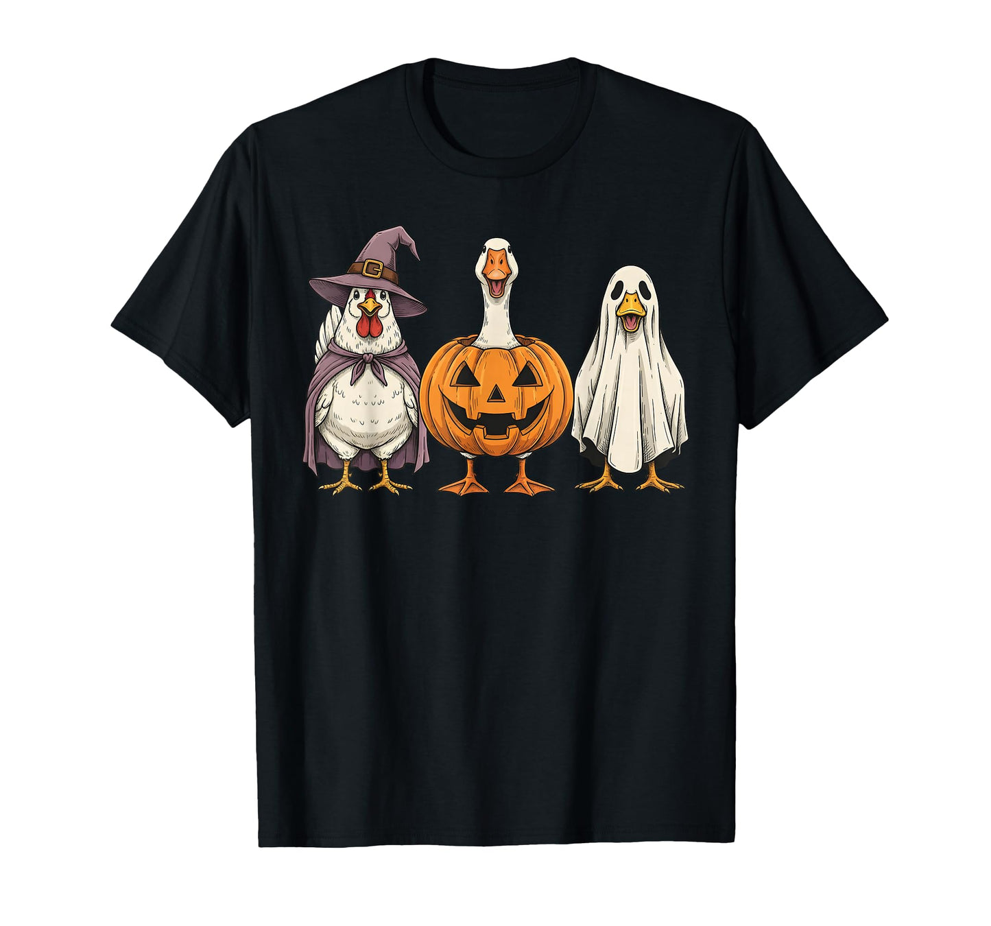 Spooky Ghost Goose Chicken Duck Pumpkin Halloween T-Shirt