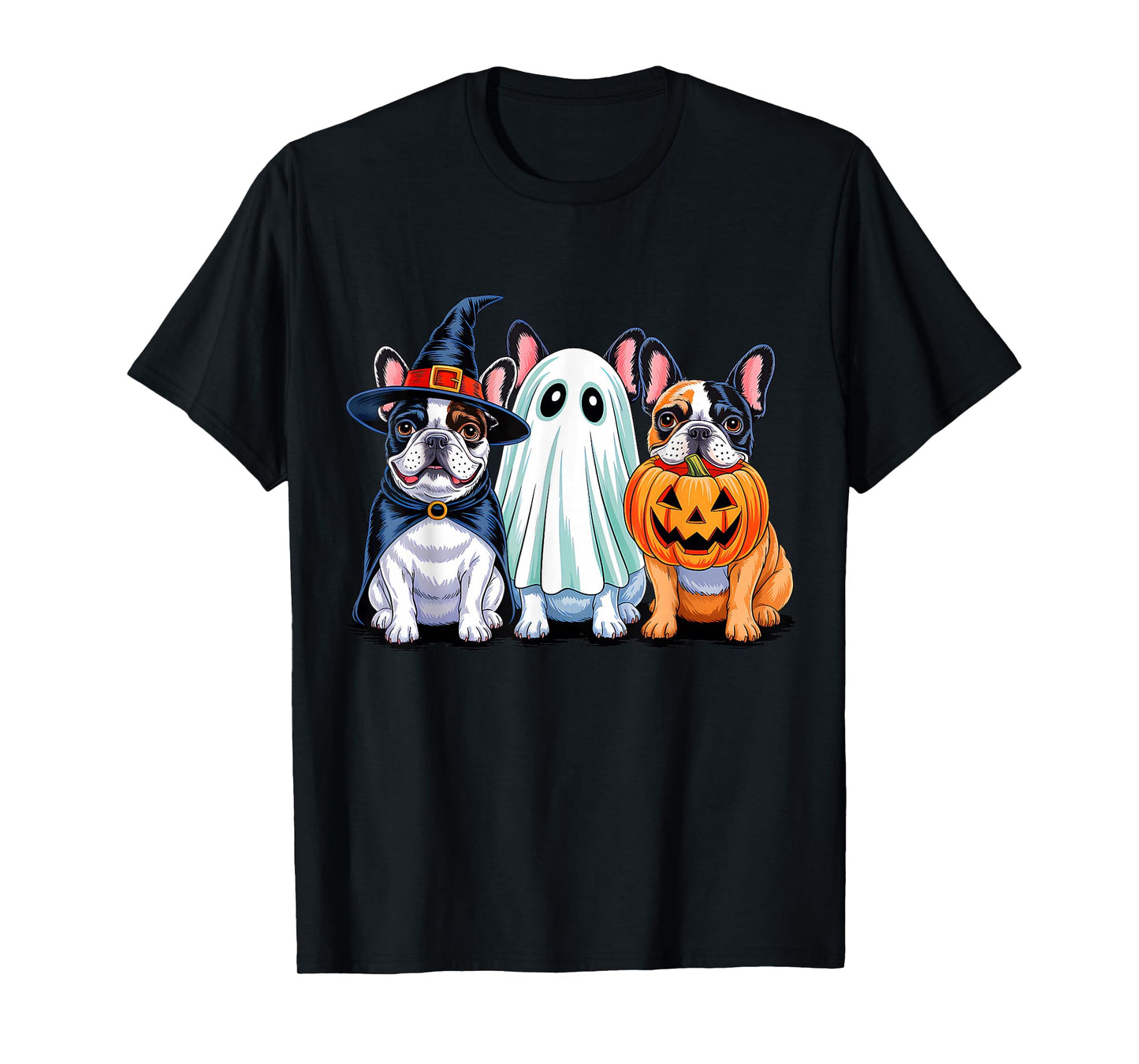 French Bulldog Halloween Funny Dog Lover Pumpkin Witch Ghost T-Shirt