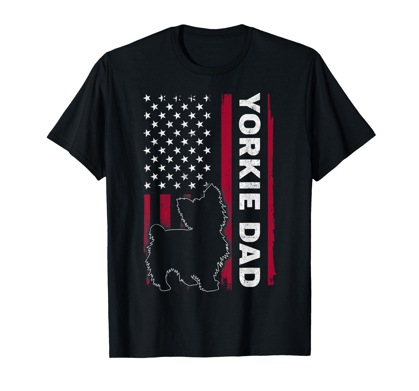 Yorkie Dog Vintage US American Flag Yorkie Dad Fathers Day T-Shirt