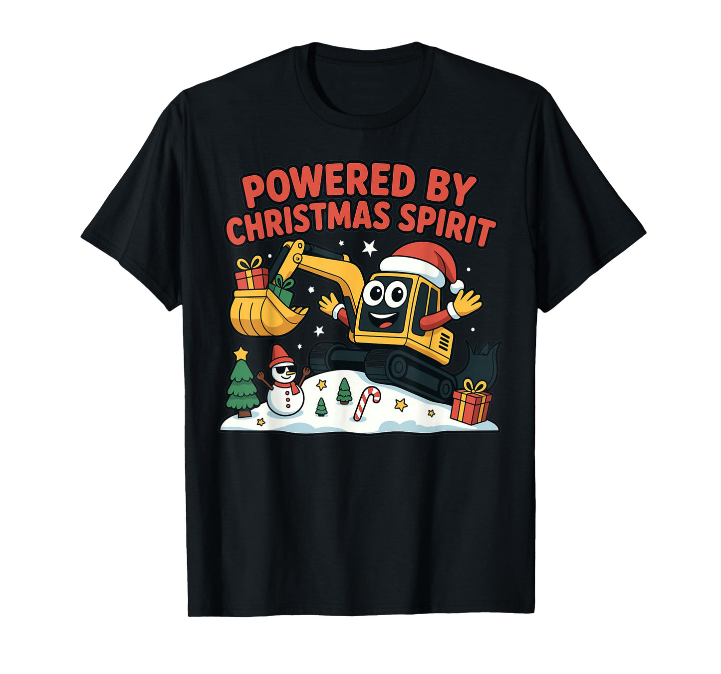 Christmas Spirit Excavator Cartoon Holiday Design T-Shirt