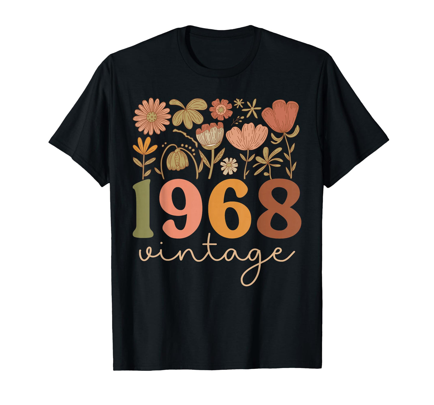 1968 Vintage Wildflower Floral It's My Birthday Women Girls T-Shirt
