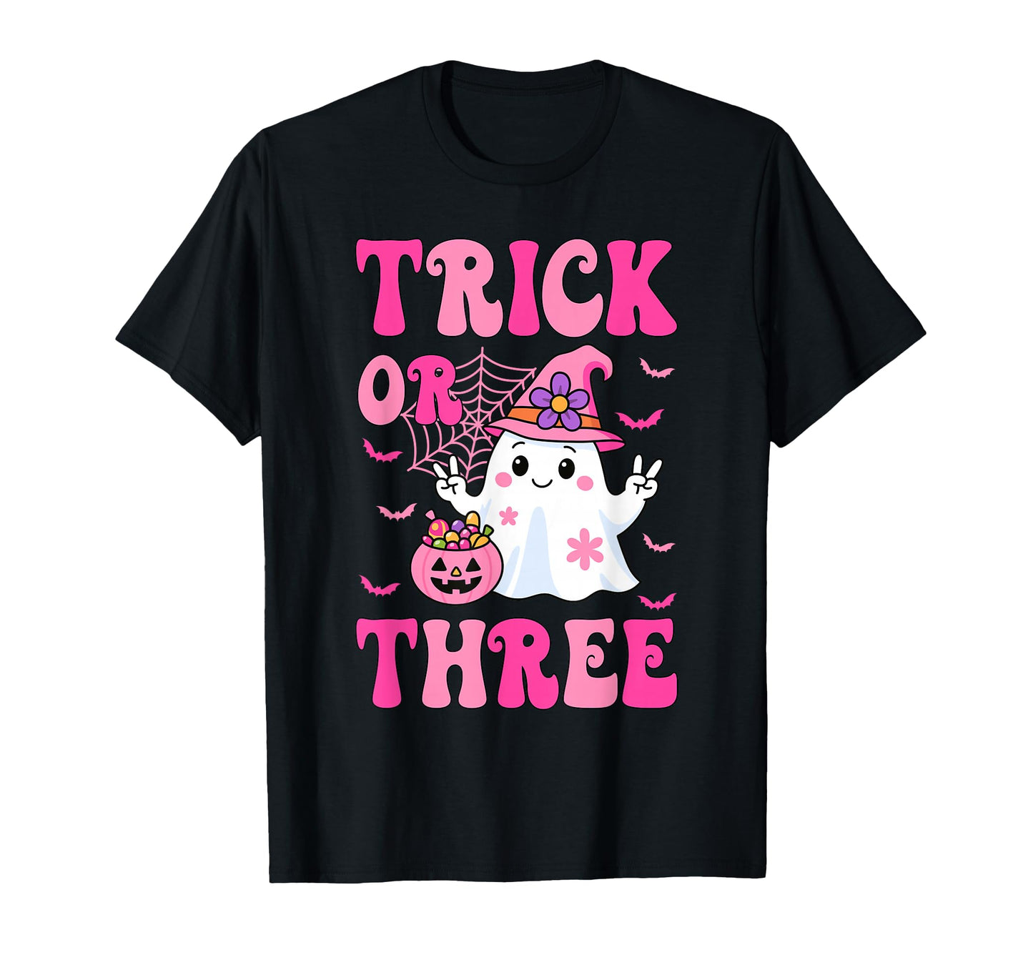 Trick Or Three Groovy Halloween It's My Birthday Ghost T-Shirt