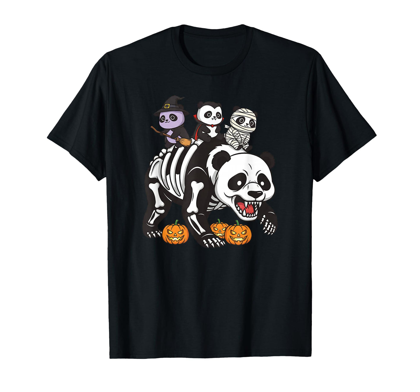 Funny Panda Skeleton Mummy Witch Halloween Kids Mens Womens T-Shirt
