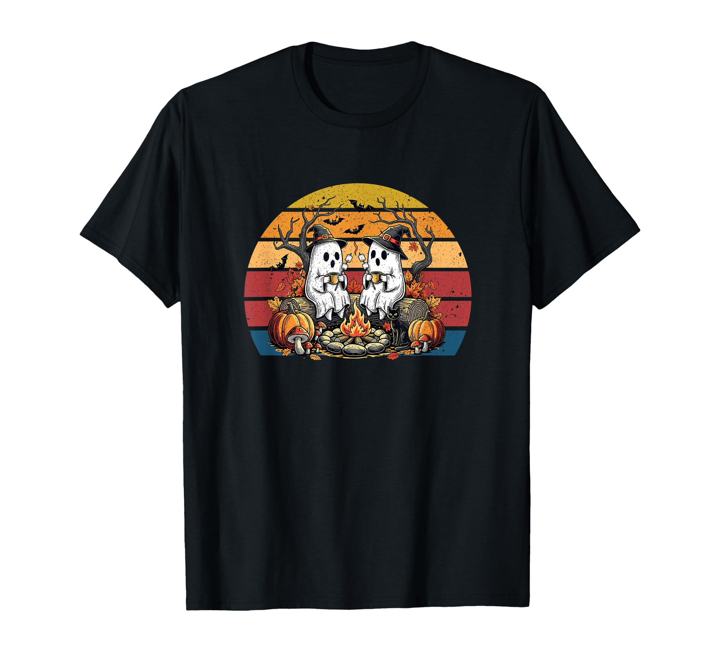 Cute Ghost Camping Campfire Halloween Marshmallow T-Shirt