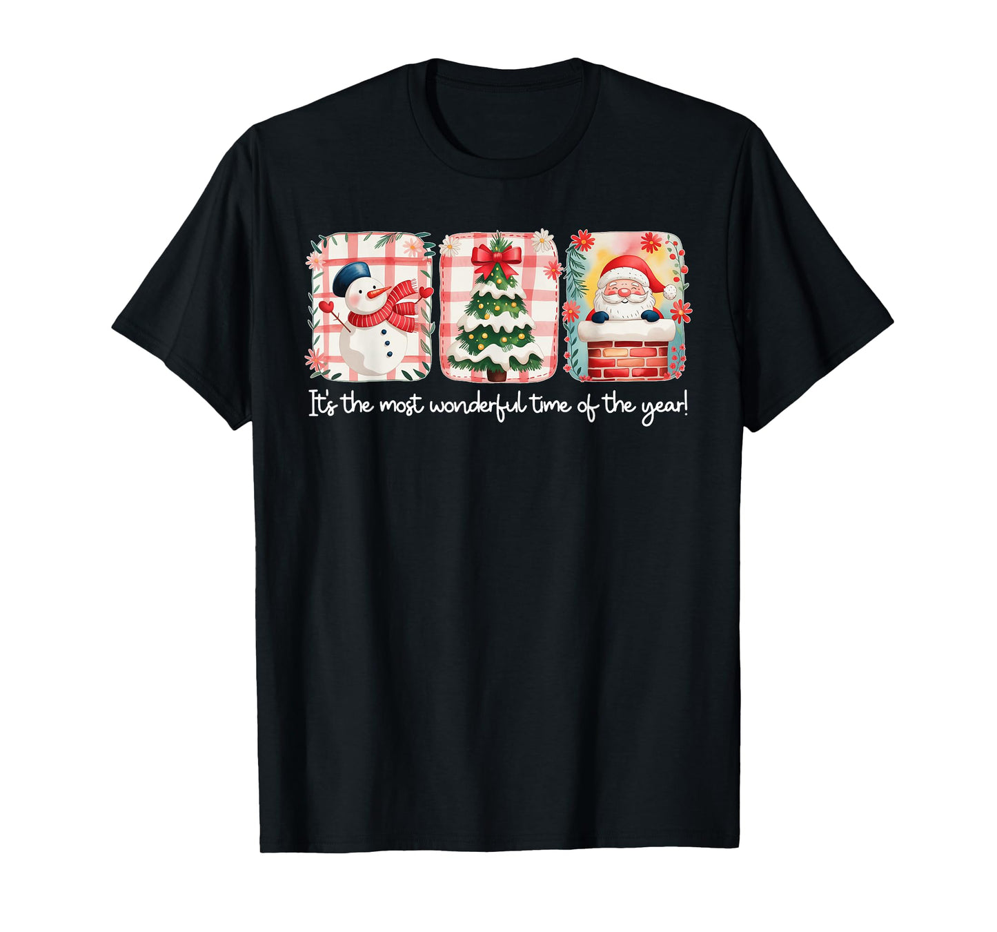 Christmas The Most Wonderful Time of The Year Plaid Snowman T-Shirt