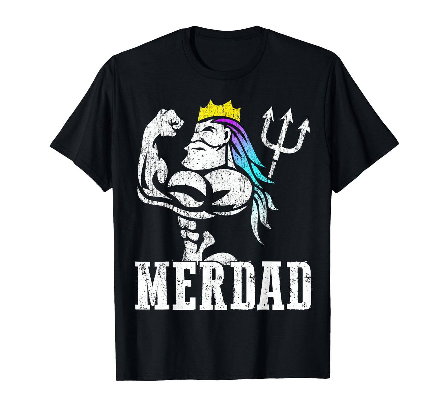 Merdad Papa Mermaid Workout Weightlift New Mer Dad Daughter T-Shirt