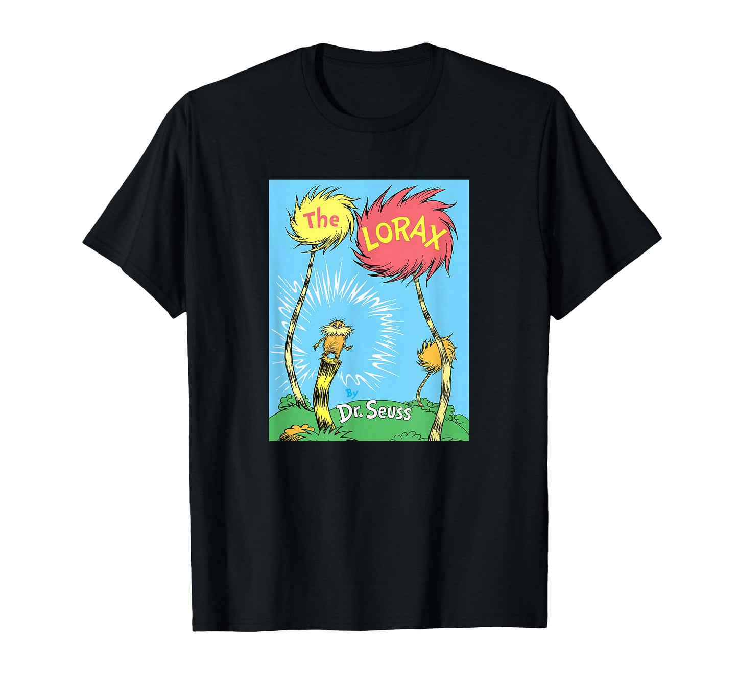 Dr. Seuss The Lorax Book Cover T-Shirt - Unisex-Adults, Black, Small