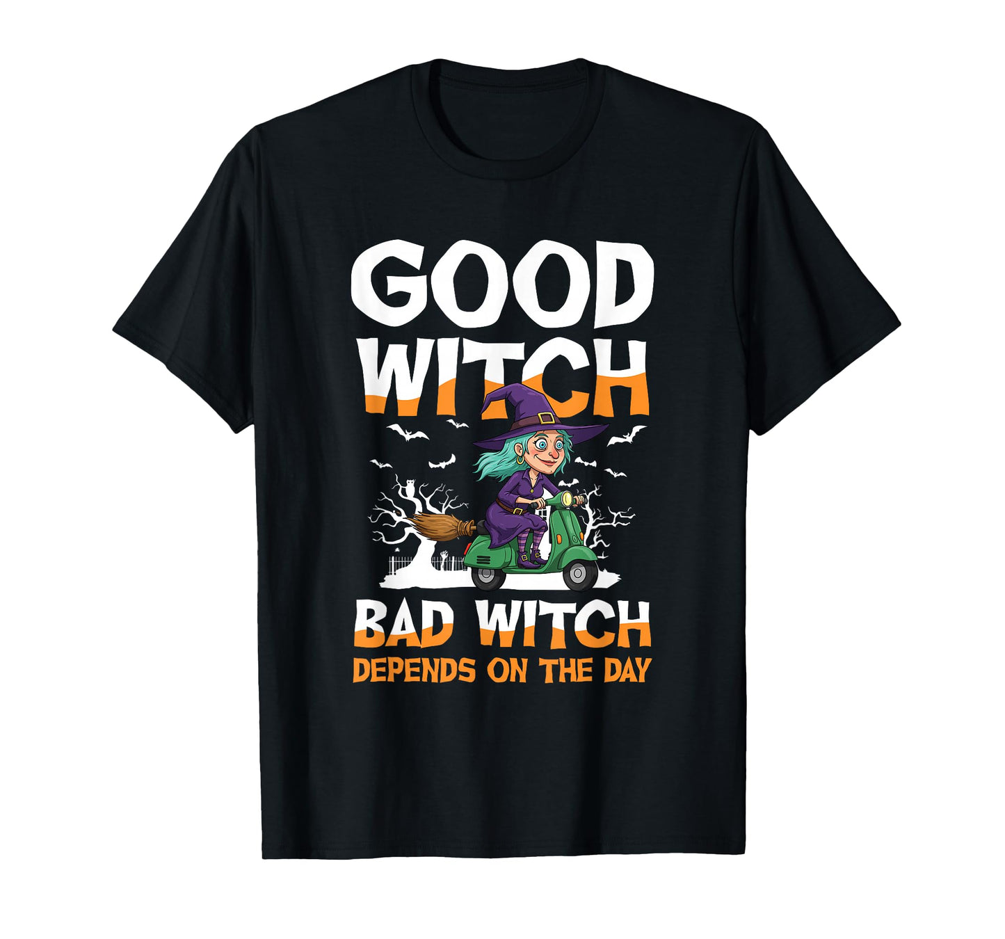 Good Witch Bad Witch Depends On The Day Halloween T-Shirt