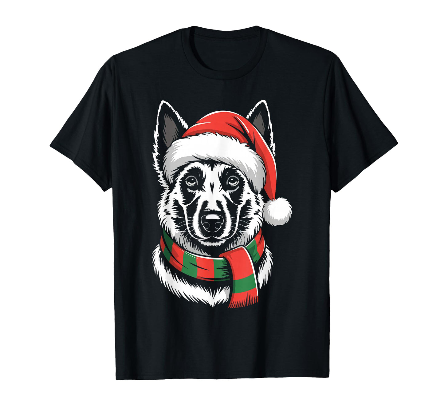 Belgian Malinois Dog Xmas Santa Hat Scarf Christmas Costume T-Shirt