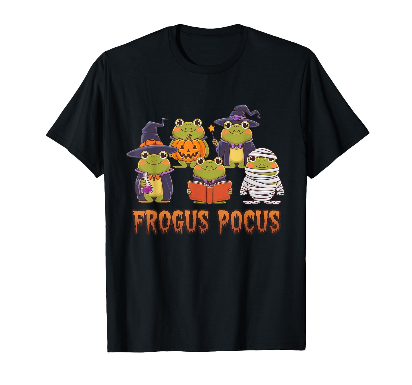 Frogus Pocus Funny Frog Halloween Costume Witch Spooky T-Shirt