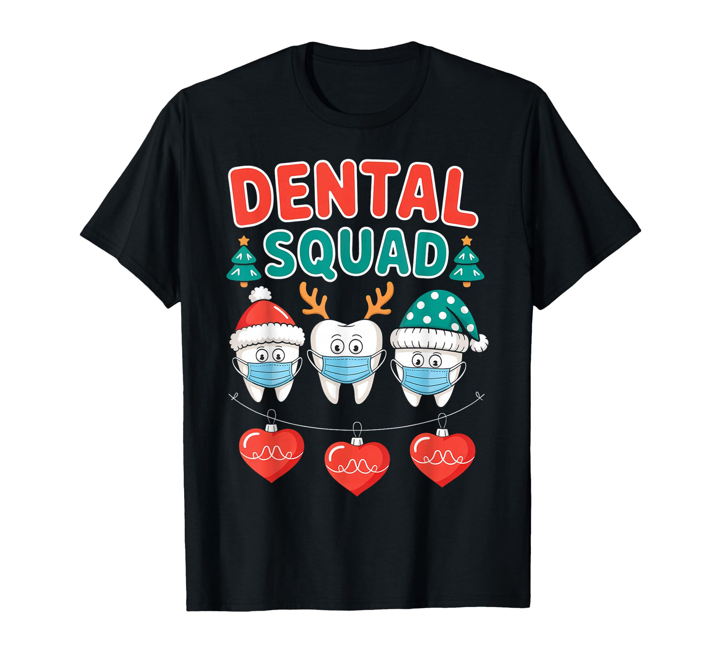 Christmas Dental Squad Funny Teeth with Mask Dentist T-Shirt
