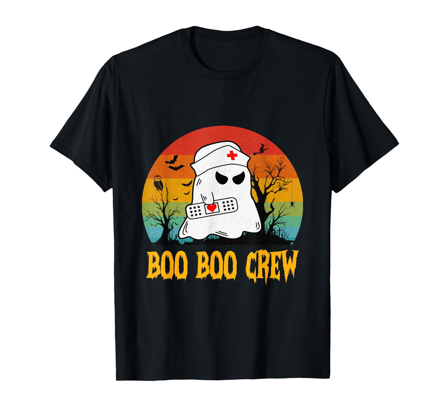 Boo Boo Crew Ghost Nurse Retro Funny Halloween Costume Women T-Shirt