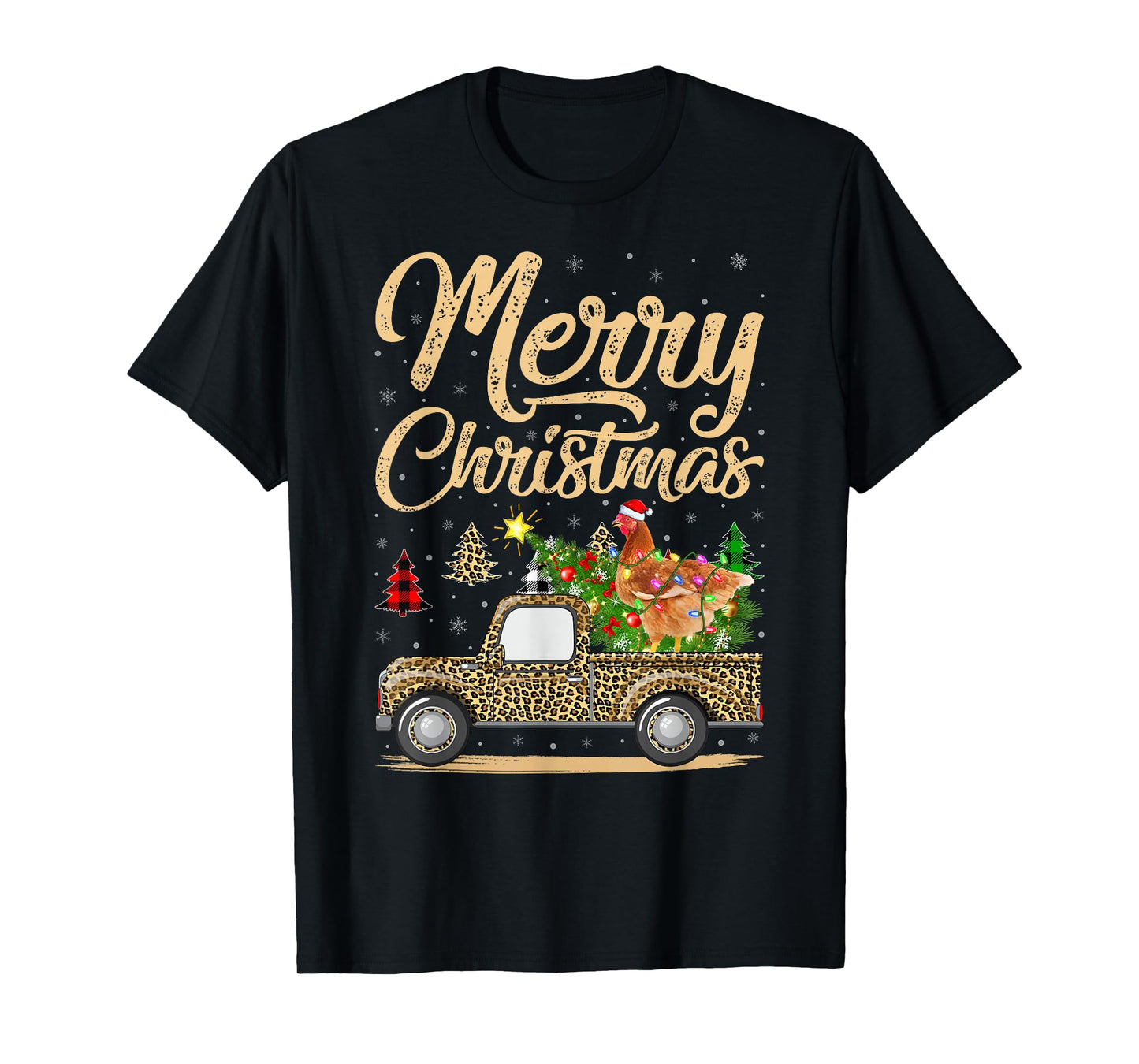Chicken Christmas Tree Leopard Truck Xmas Pajamas Christmas T-Shirt