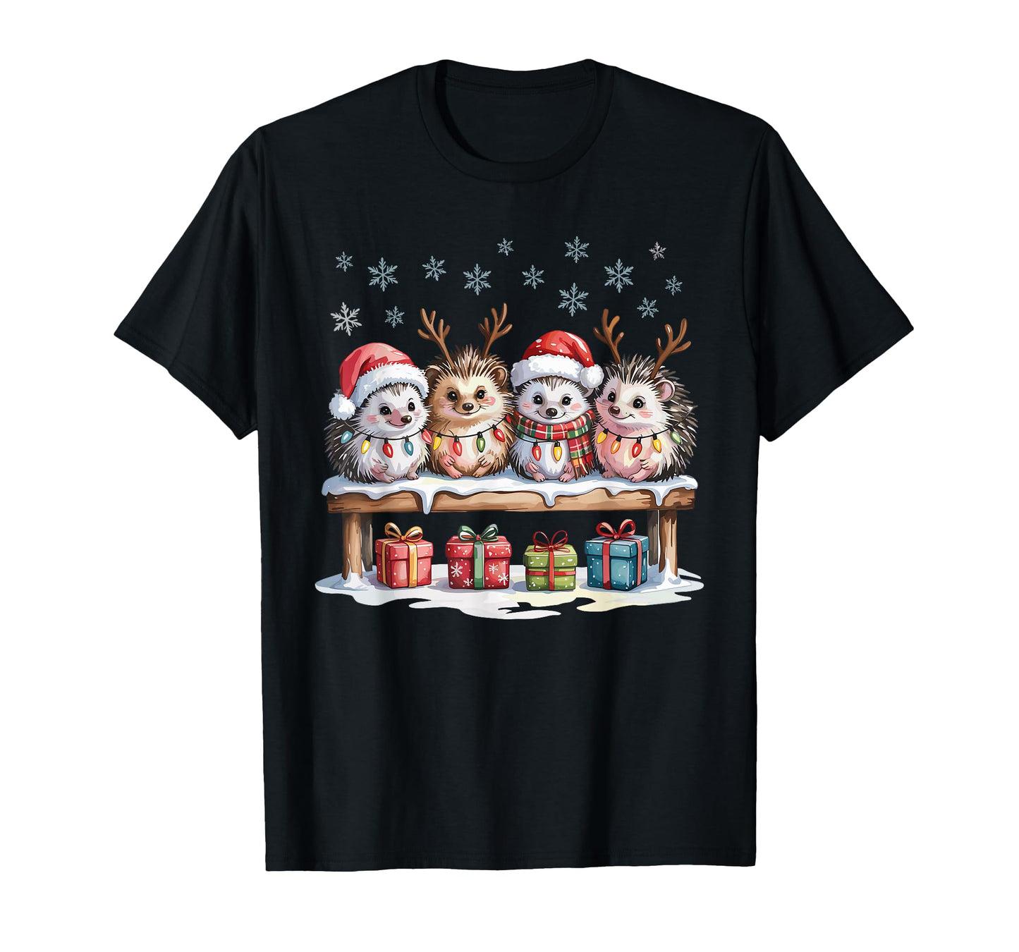 Cute Hedgehog Christmas Pet Lovers Funny Holiday Pajamas T-Shirt