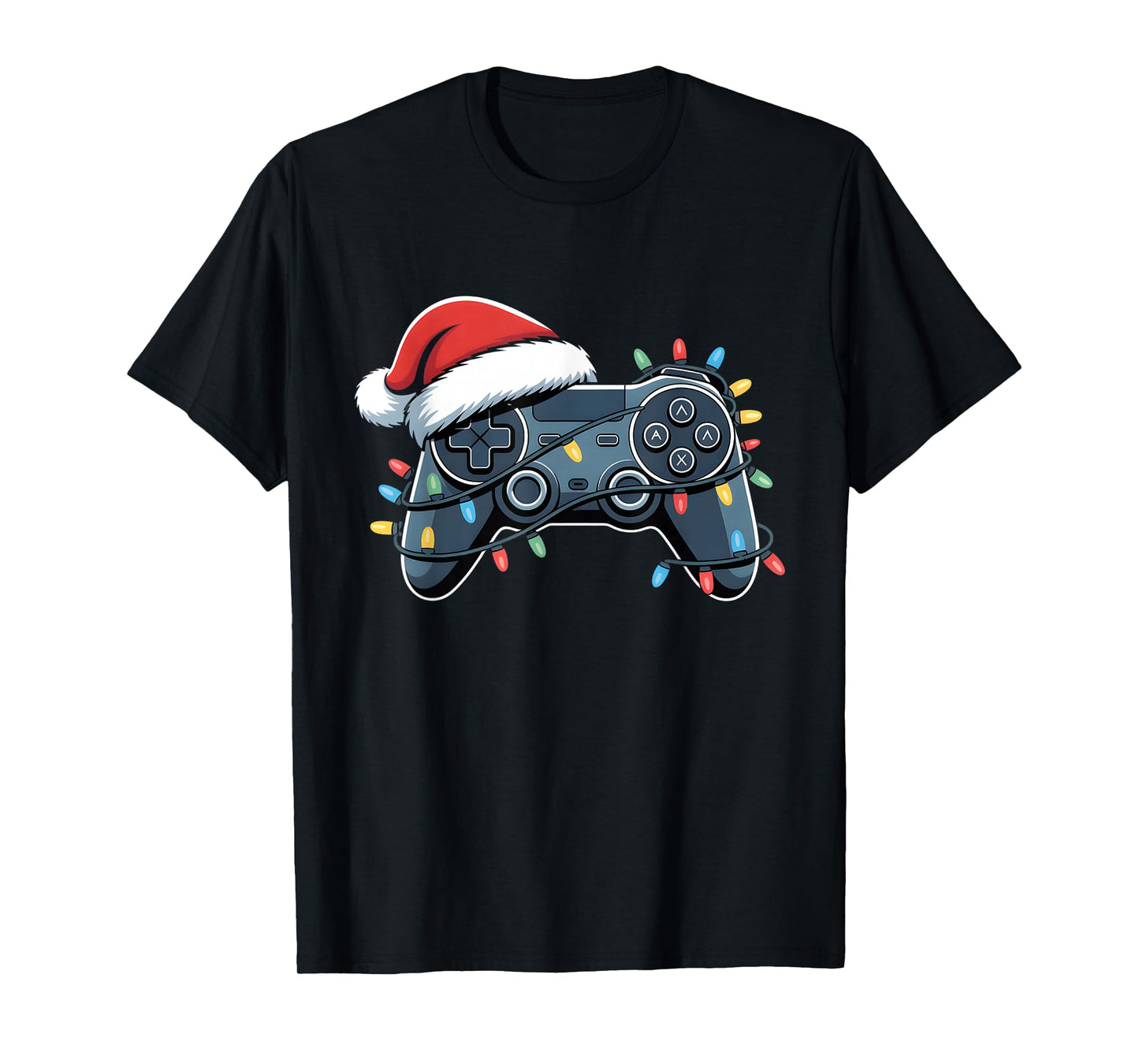 Video Game Controller Christmas Santa Hat Gamer Boys Men T-Shirt