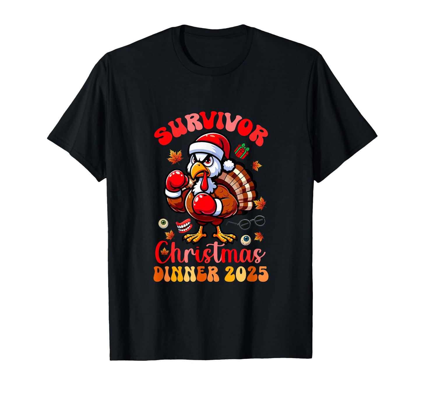 Survivor Christmas Dinner 2025 Santa Turkey Boxer Colorful T-Shirt