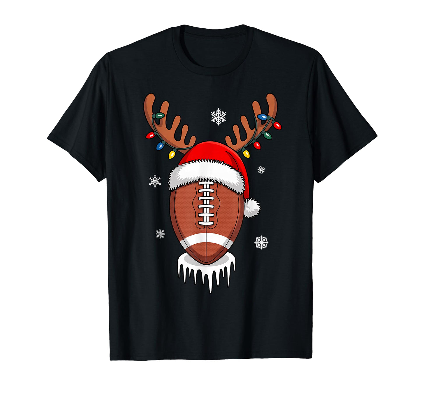 Football Player Ball Santa Hat Xmas Boys Men Women Christmas T-Shirt