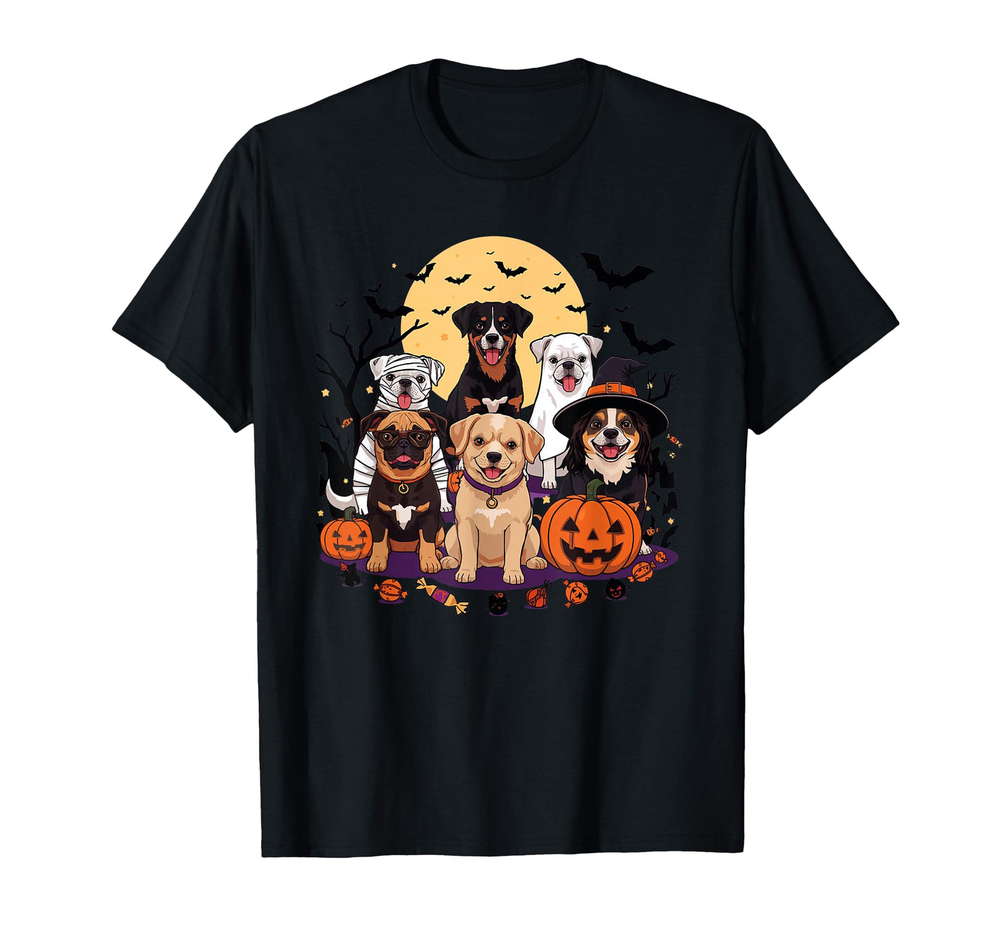 Cute Mummy Witch Ghost Halloween Dog Costume Men Women Kids T-Shirt