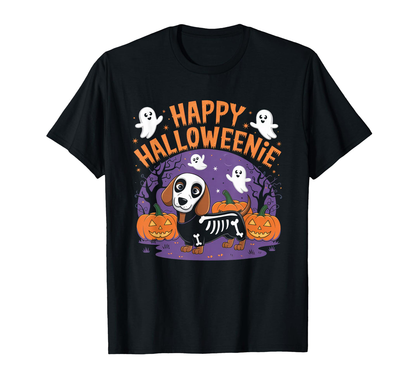 Happy Halloweenie Tshirt Women Men Wiener Monster Party T-Shirt