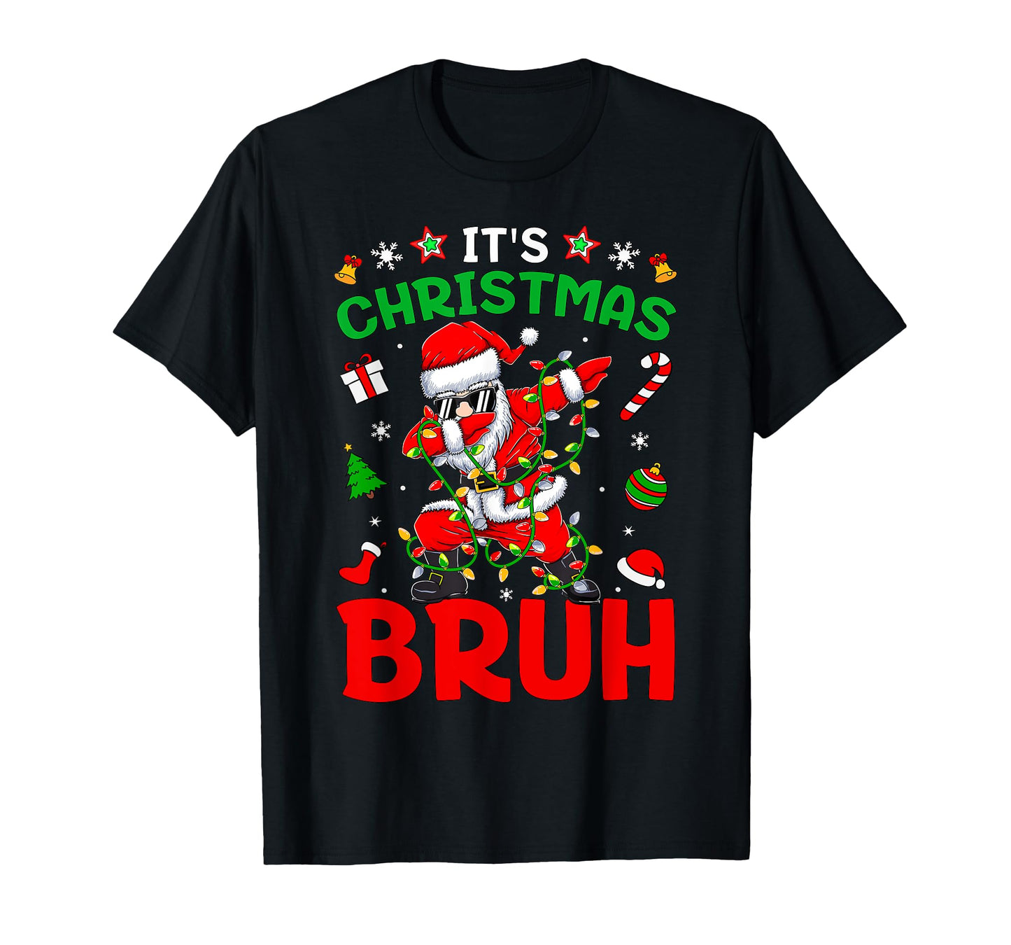 Bruh Christmas Boys Kids Santa Claus Dabbing Funny Xmas T-Shirt