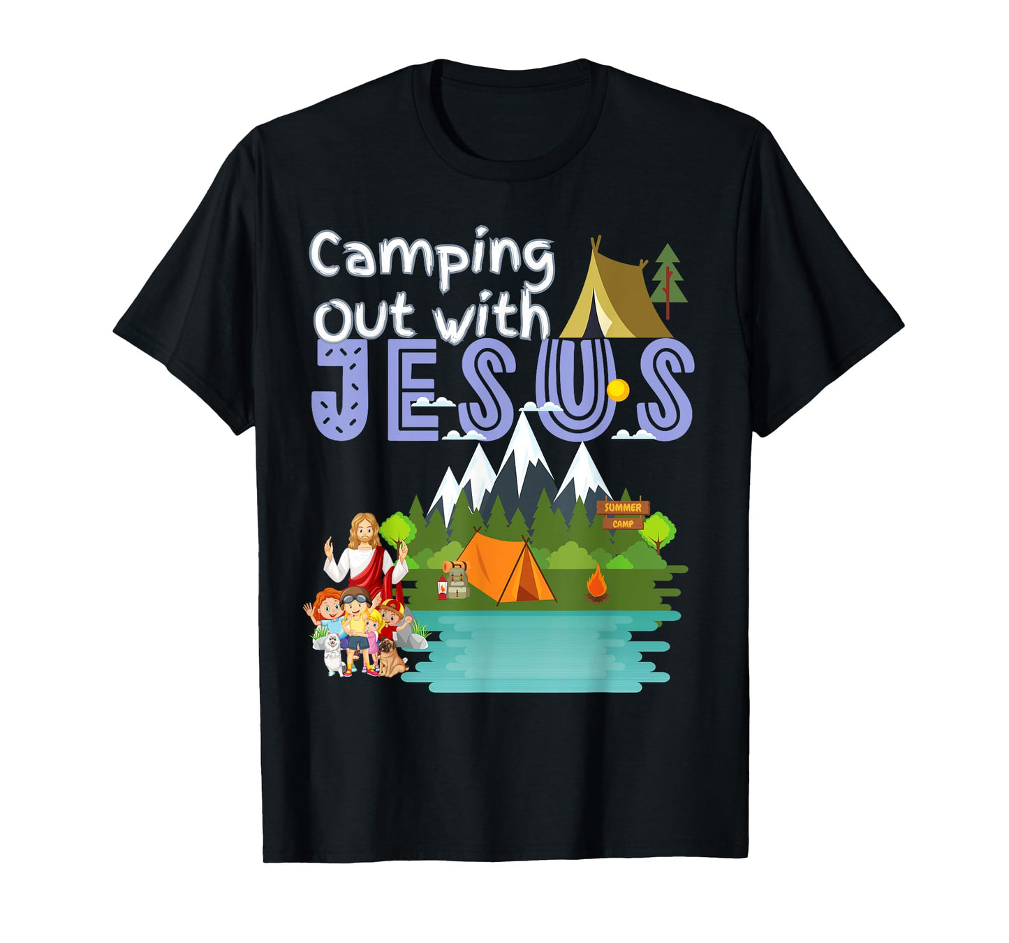 Camping Out With Jesus Summer Camp VBS Christian Kids T-Shirt