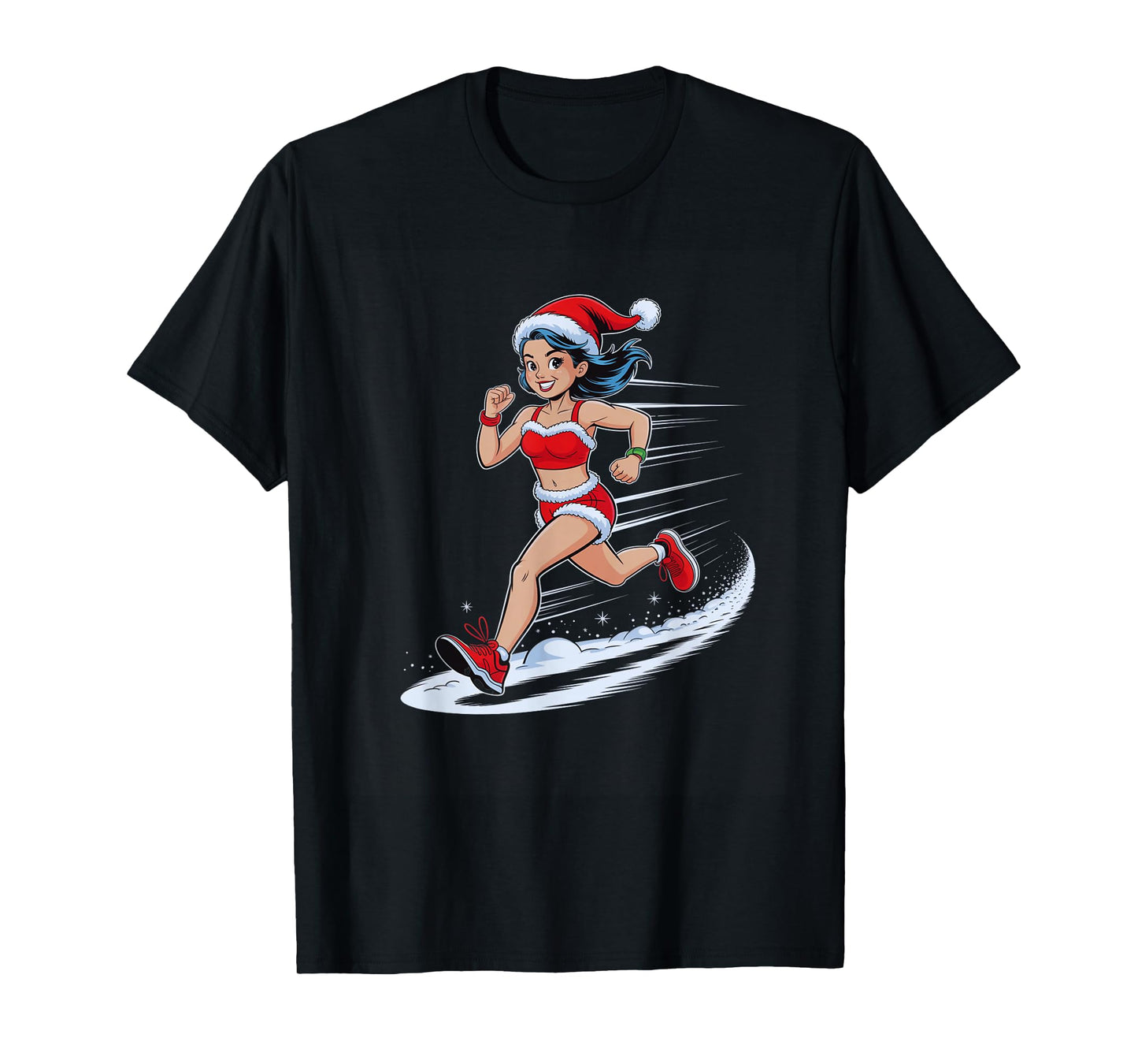 Christmas Running Santa Girl Holiday Jogger Workout Jogging T-Shirt