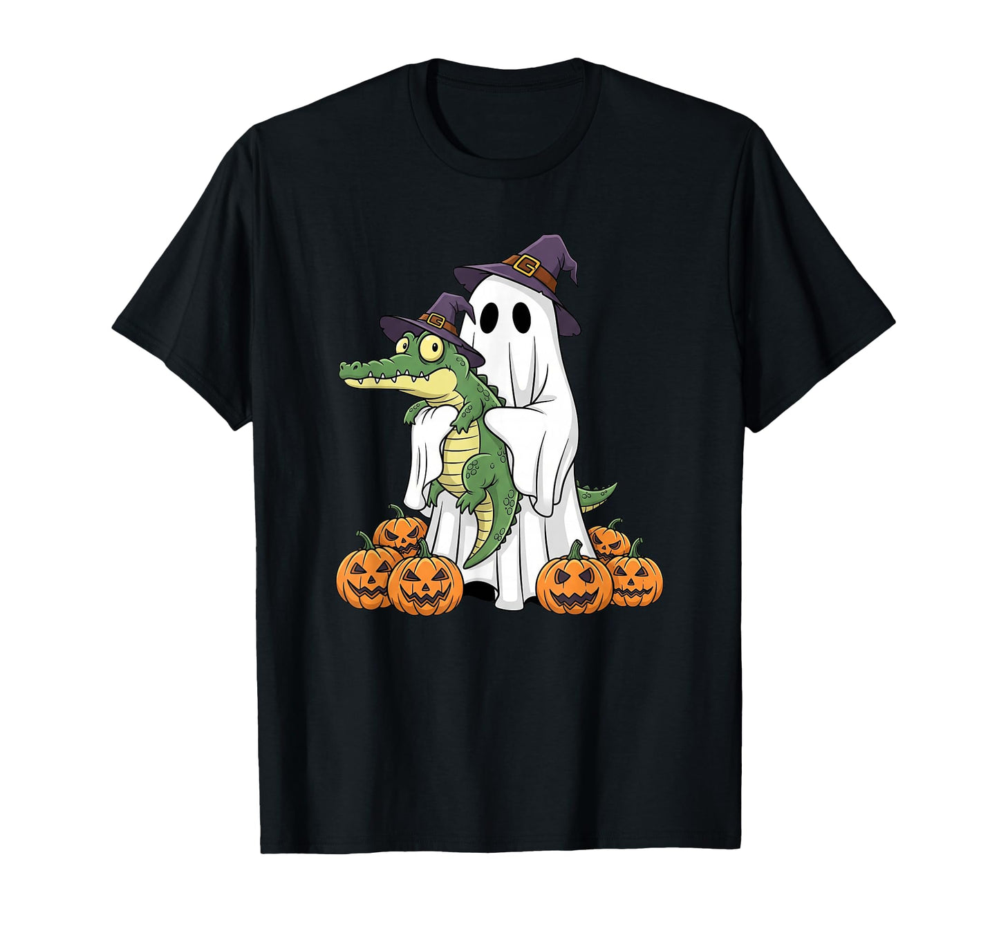 Funny Ghost Alligator Pumpkin Halloween Kids Mens Womens T-Shirt
