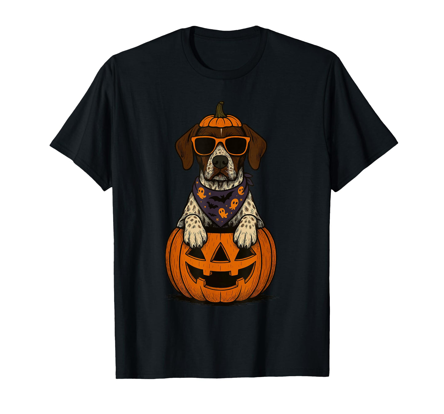 Spooky German Shorthaired Pointer Pumpkin Halloween T-Shirt