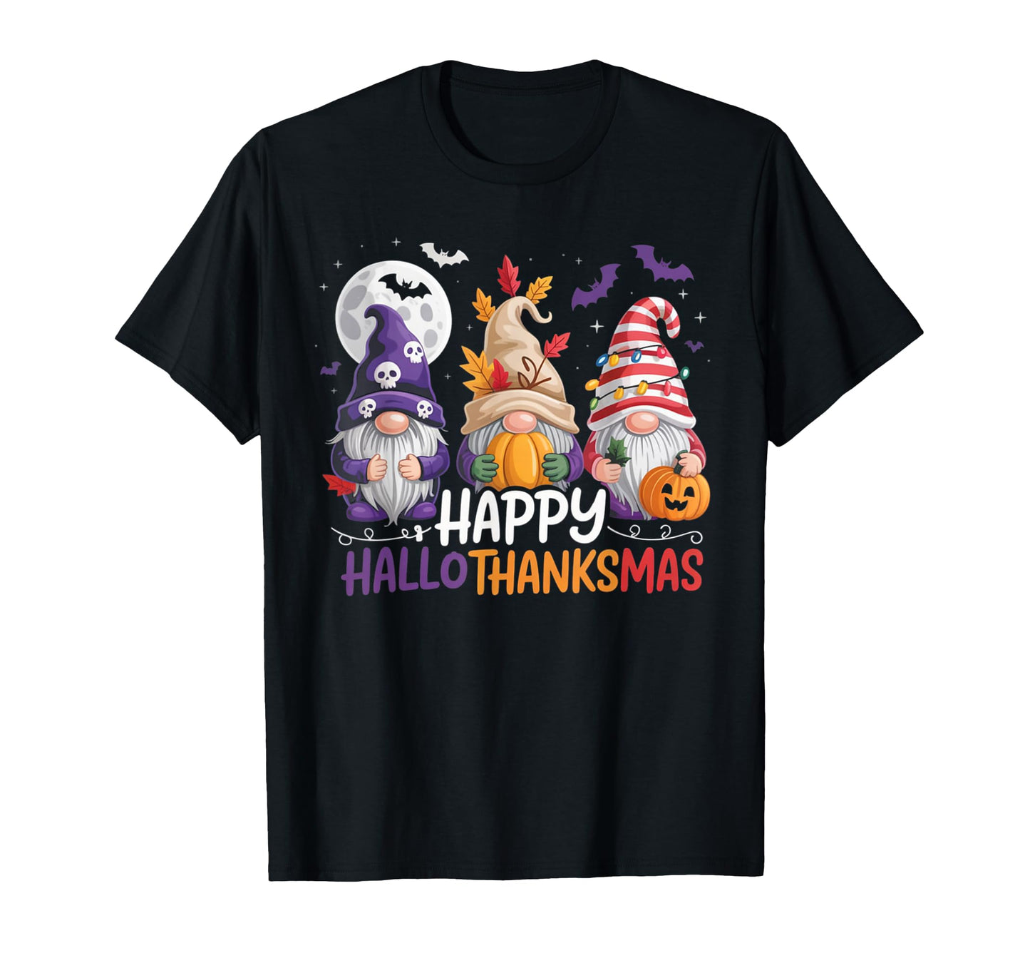 HalloThanksMas Gnomes Halloween Thanksgiving T-Shirt