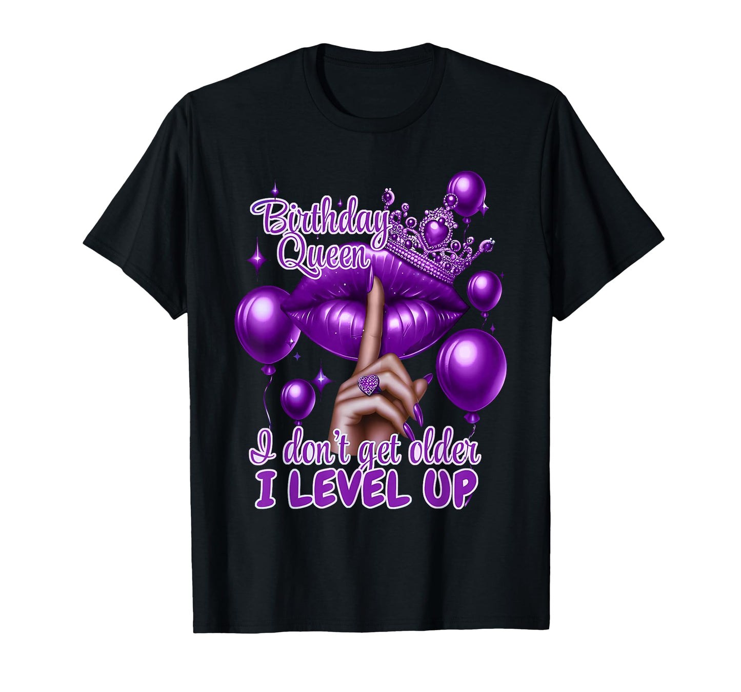 Retro Purple Birthday Queen I Dont Get Older I Level Up T-Shirt