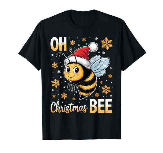 Cute Xmas Bumble Bee Oh Christmas Tree Joke Snow Scene T-Shirt