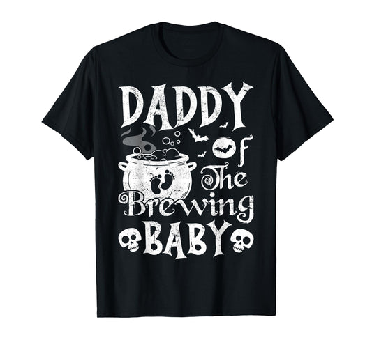Mens Pregnancy Announcement Daddy of the Brewing Baby Halloween T-Shirt