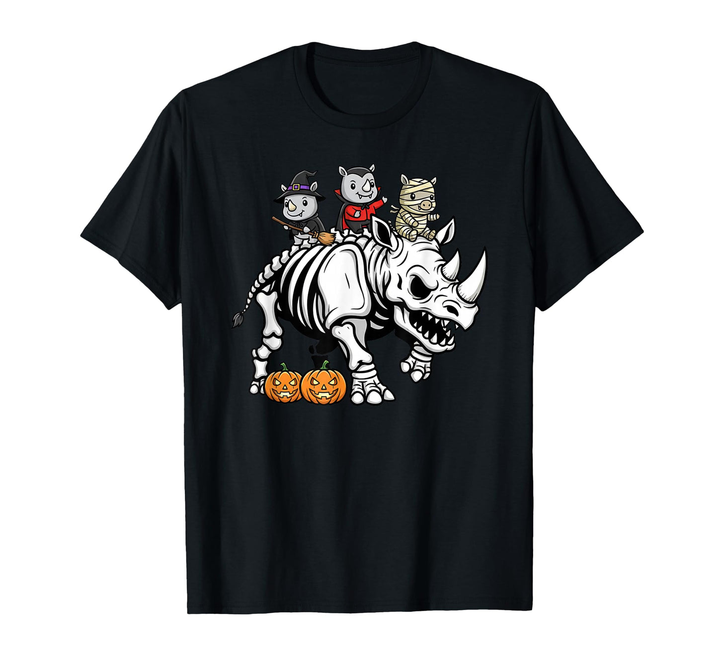 Funny Rhino Skeleton Mummy Witch Halloween Kids Mens Womens T-Shirt