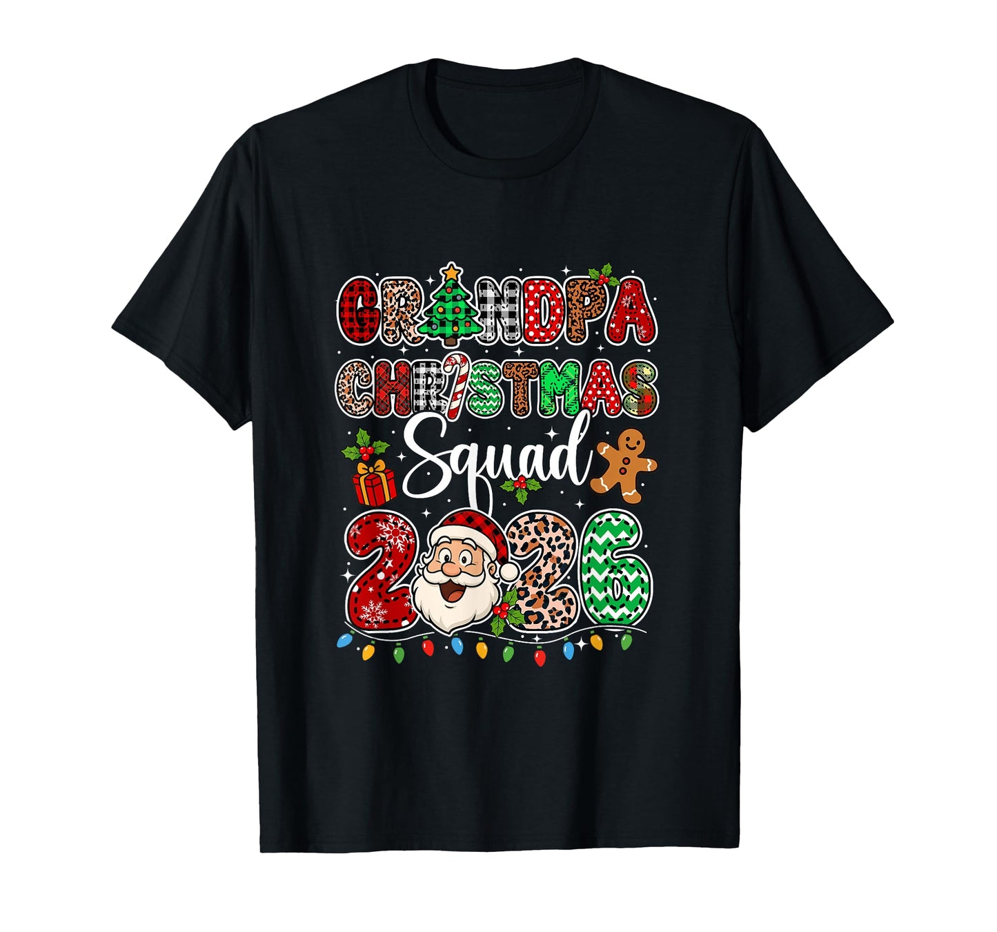 Grandpa Christmas Crew 2026 Leopard Funny Santa Family Group T-Shirt