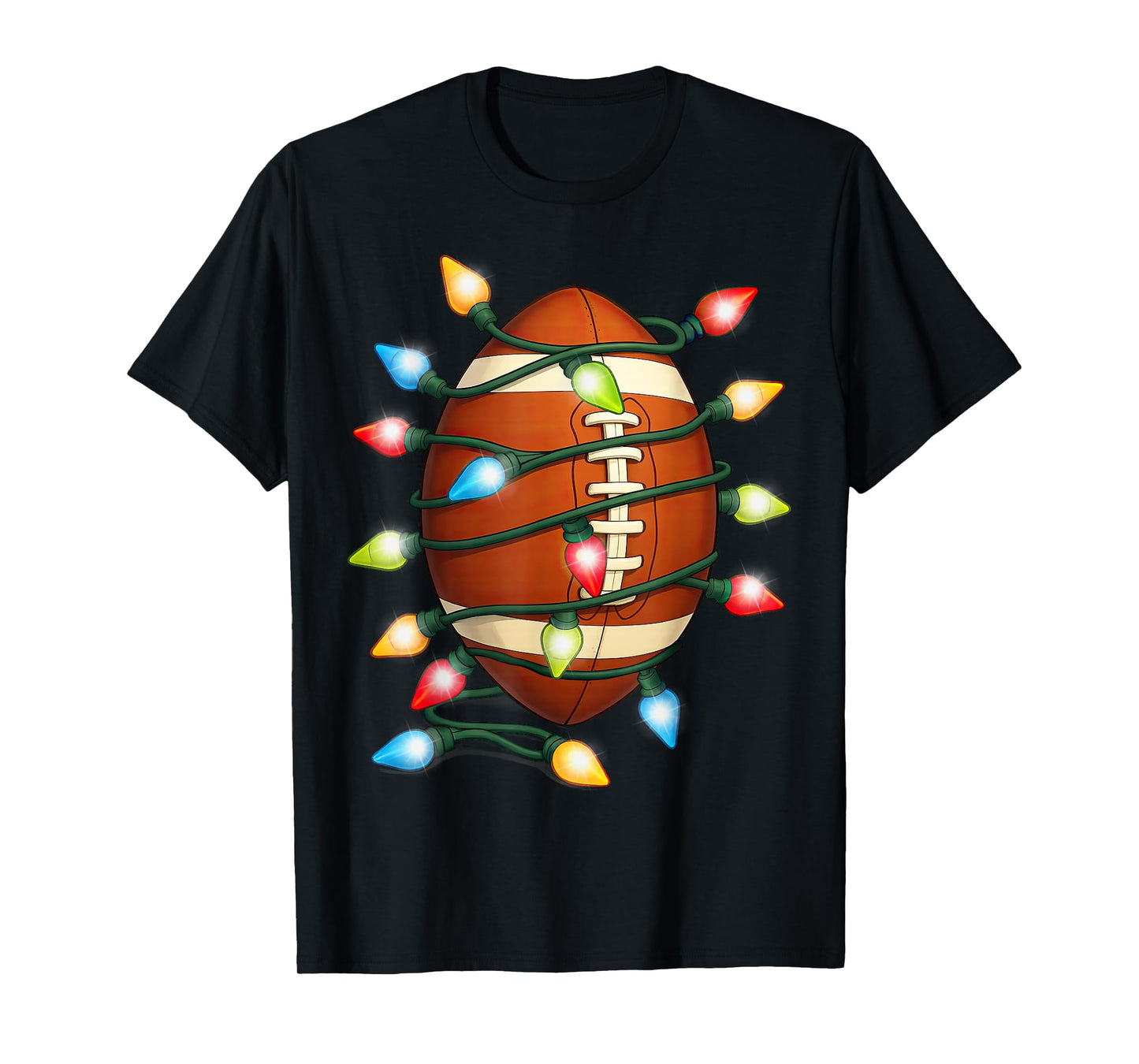 Christmas Football Ball Xmas Lights Holiday Sports T-Shirt