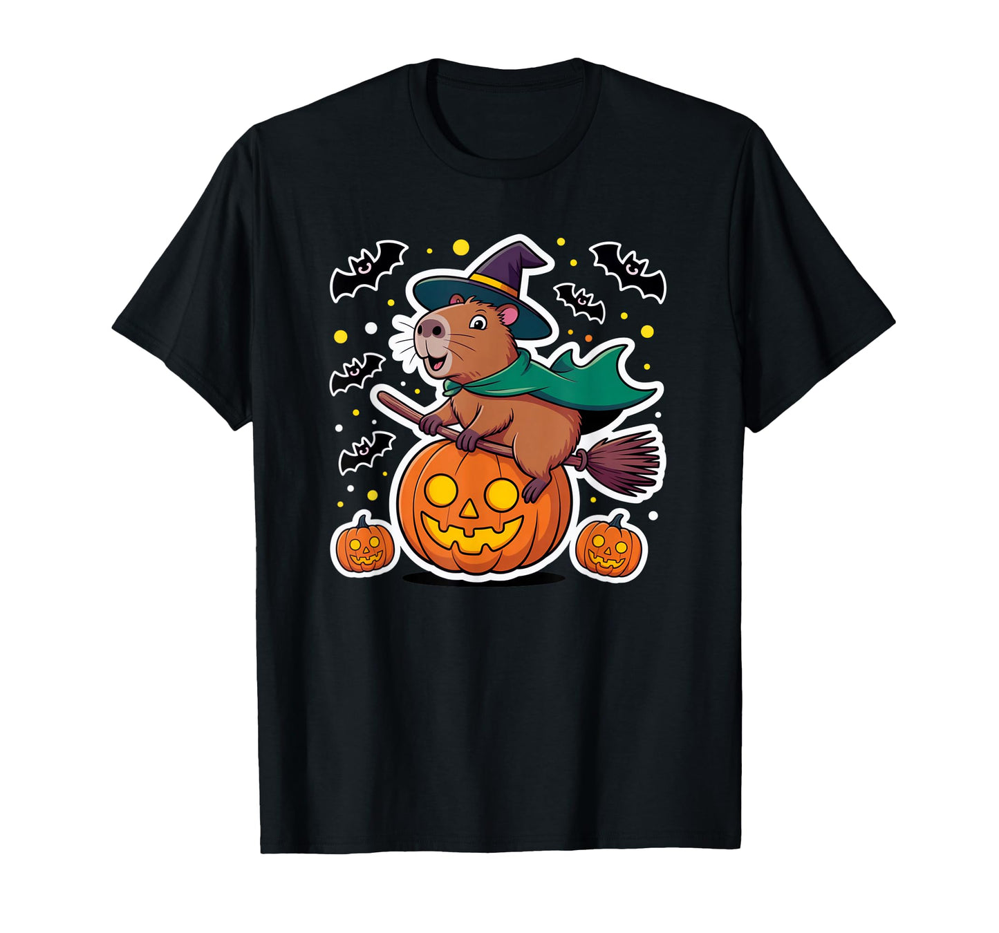 Capybara Witch Hat Halloween Candy Pumpkin T-Shirt