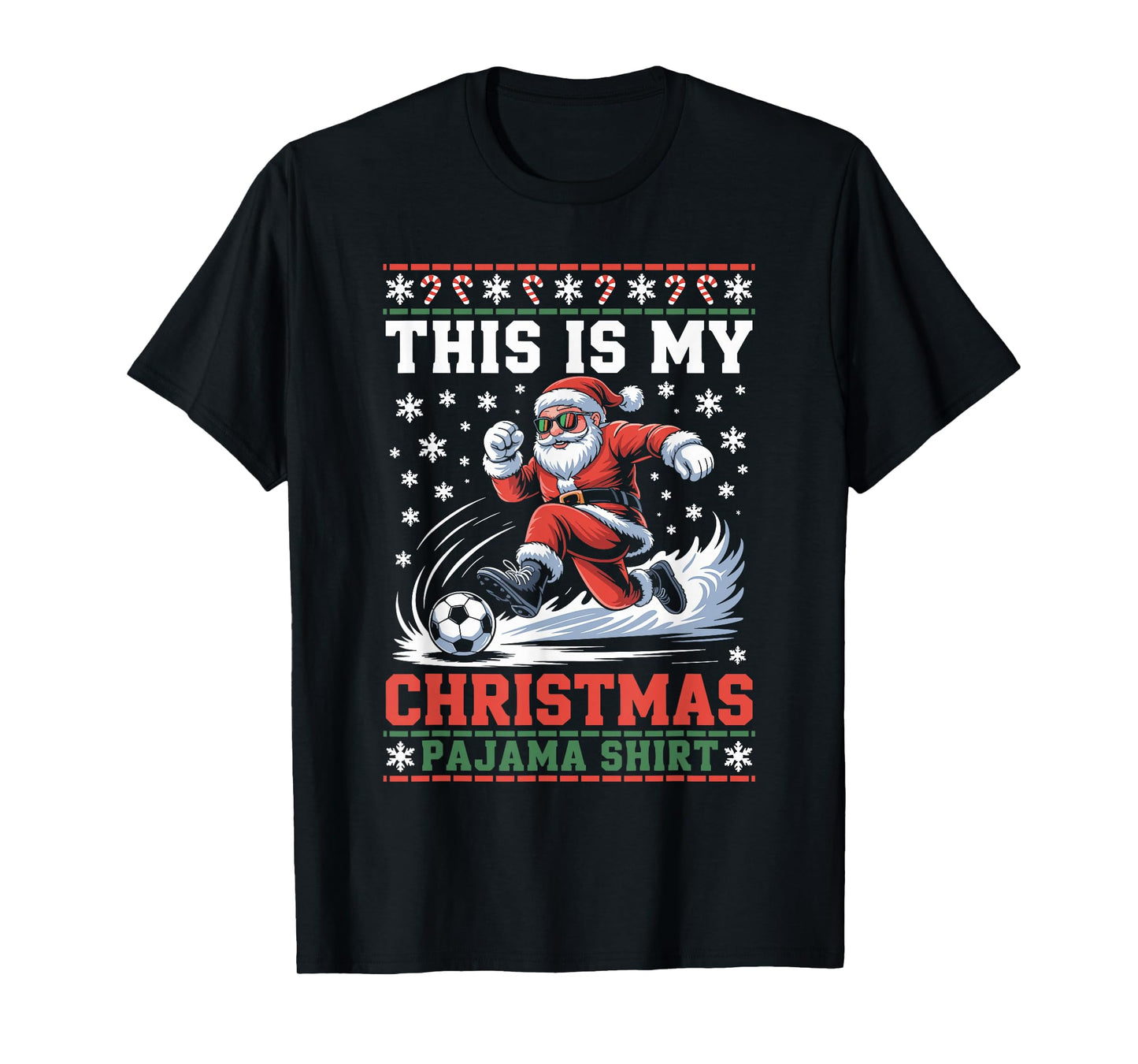 Santa Claus Soccer Player Ugly Christmas Sweater Kids Men T-Shirt