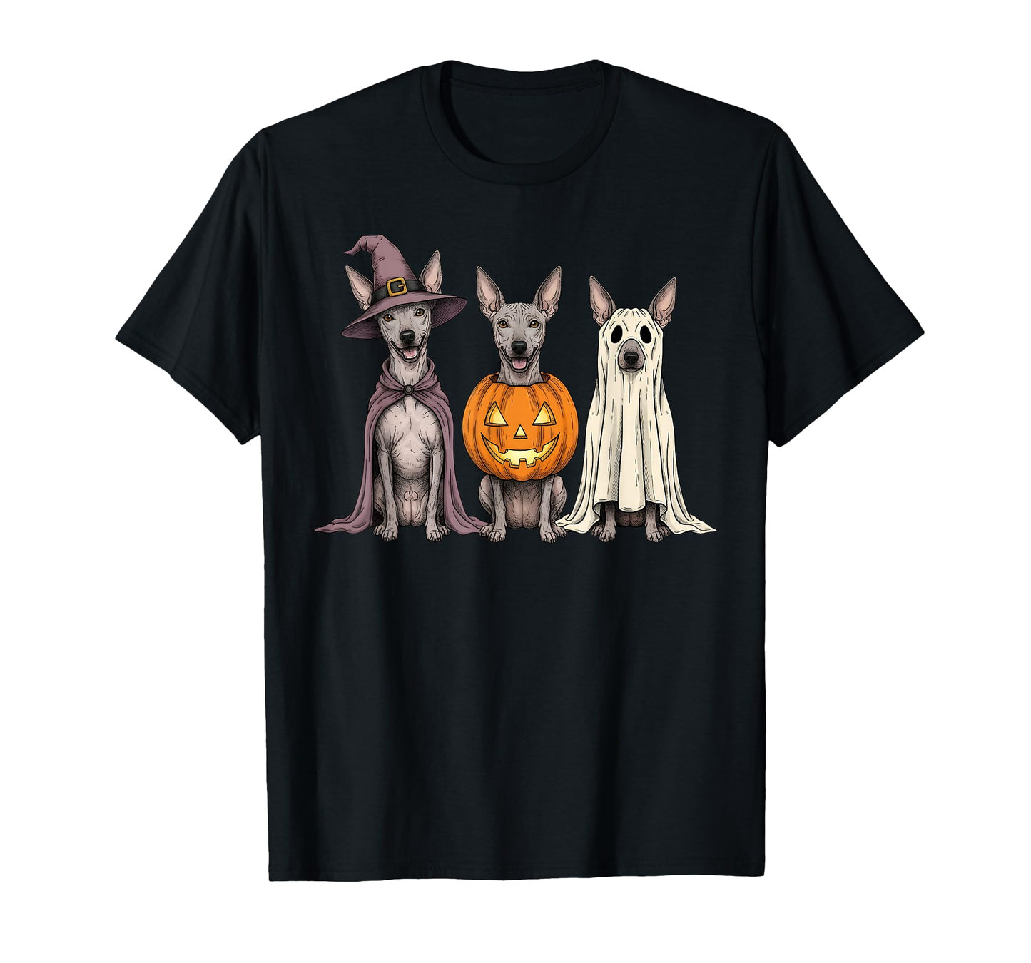 Spooky Ghost Xoloitzcuintli Pumpkin Halloween Xolo Dog Lover T-Shirt