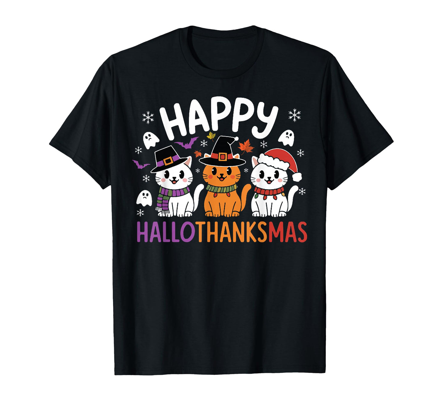 Happy Hallothanksmas Halloween Thanksgiving Christmas Outfit T-Shirt