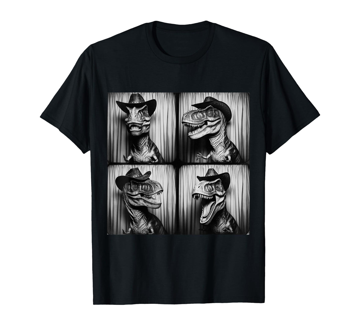Trex In Cowboy Hat Dinosaur Dino Funny Western Photo Booth T-Shirt