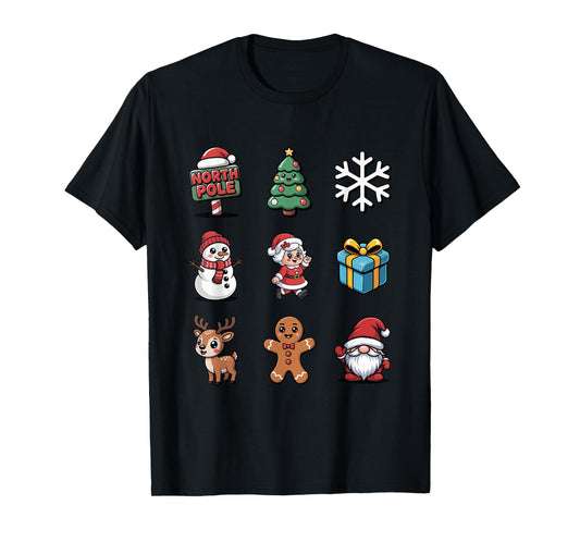 Cute Santa Gnome Tree Reindeer North Pole T-Shirt