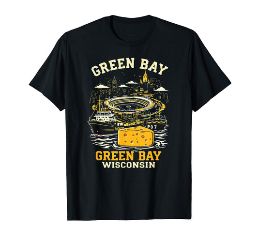 Vintage Green Bay Wisconsin Sunset Skyline Cityscape T-Shirt