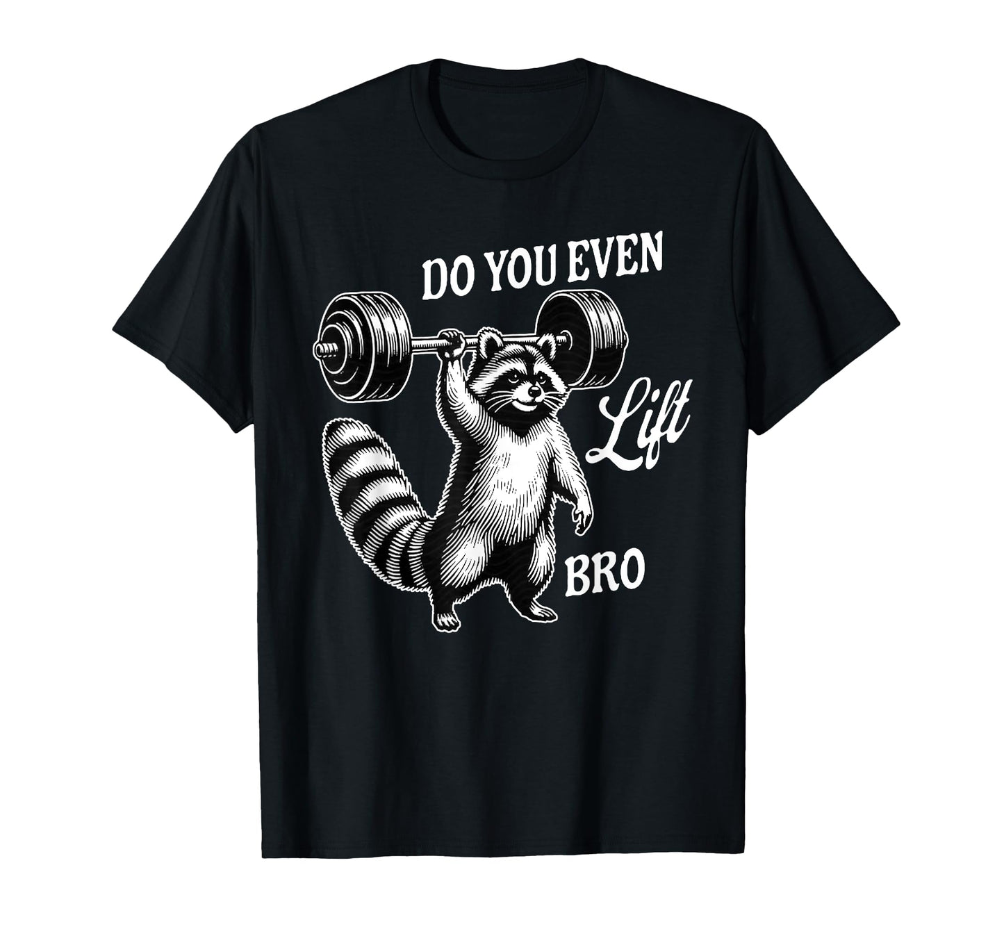 Urban Empyre Raccoon x Weightlifter x Bodybuilder Unisex-Adults T-Shirt, Black, Small, Short Sleeve, Sports, T-Shirt, Gym Themed