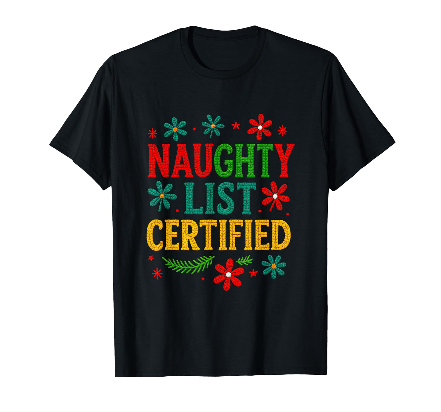 Pretty Naughty List with Santa Costume T-Shirt