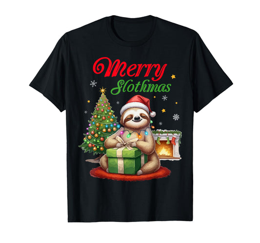 Cute Sloth Santa Christmas Merry Slothmas Slo Ho Ho Xmas T-Shirt