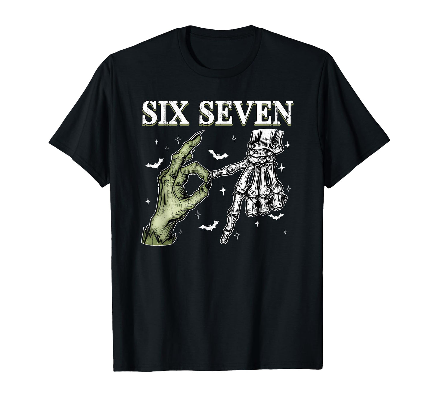 Six Seven 6 7 Meme, Funny Witch Skeleton Hands T-Shirt