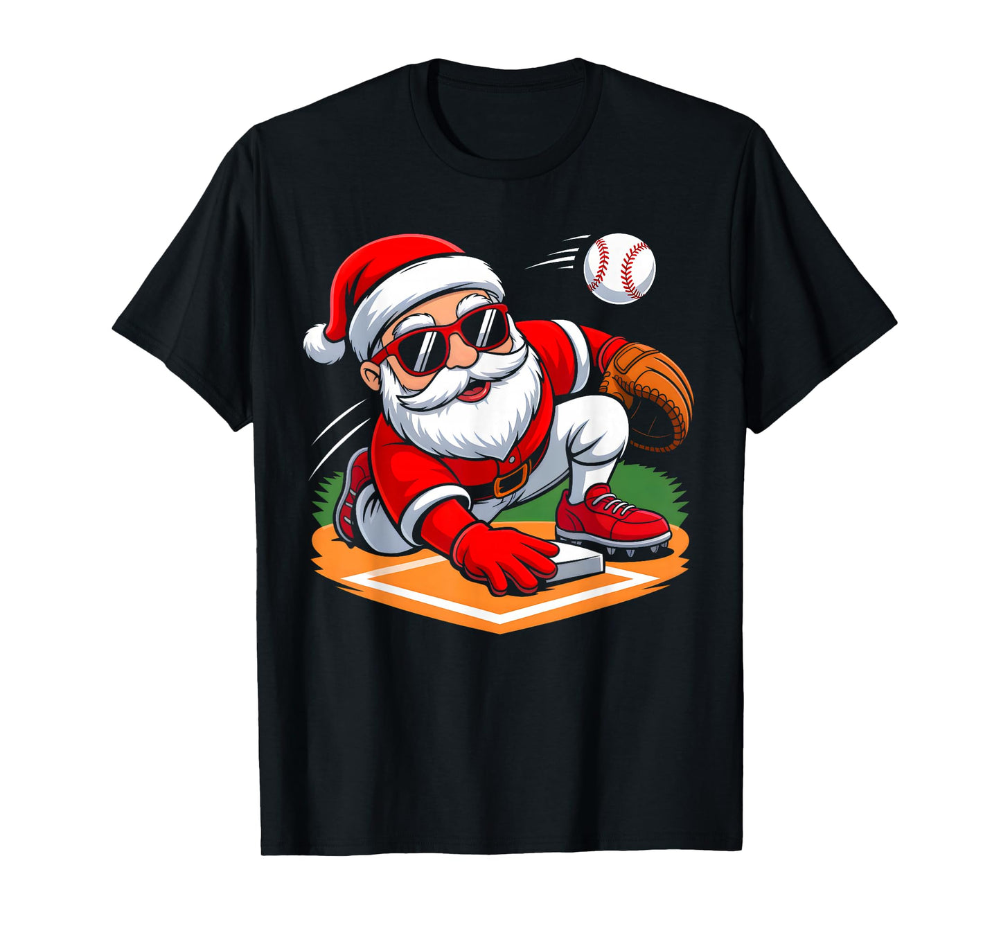 Christmas Santa Claus Baseball Player Xmas Boys Men Sport T-Shirt