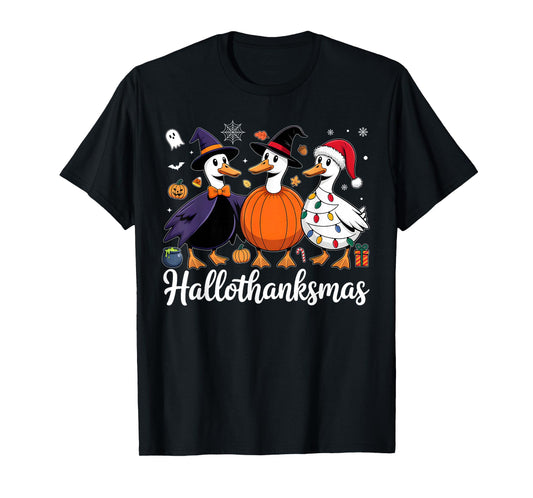Duck Halloween Thanksgiving Christmas Happy HalloThanksMas T-Shirt