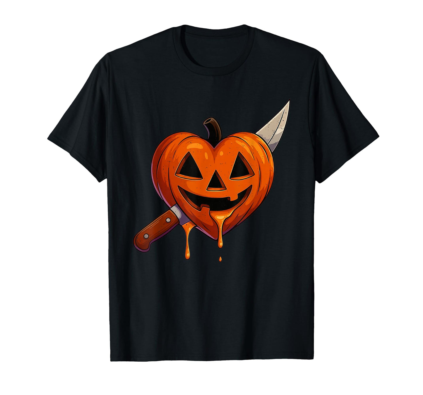 Pumpkin Knife Halloween Scary Jack O Lantern Spooky Season T-Shirt