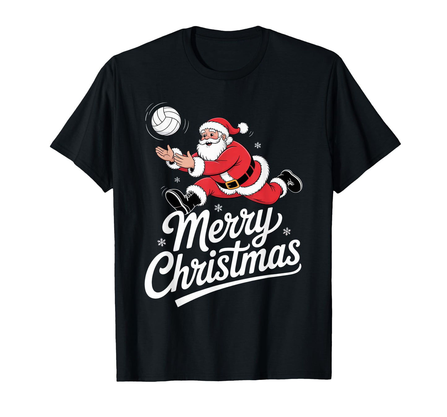 Merry Christmas Santa Playing Volleyball for Festive Sports T-Shirt